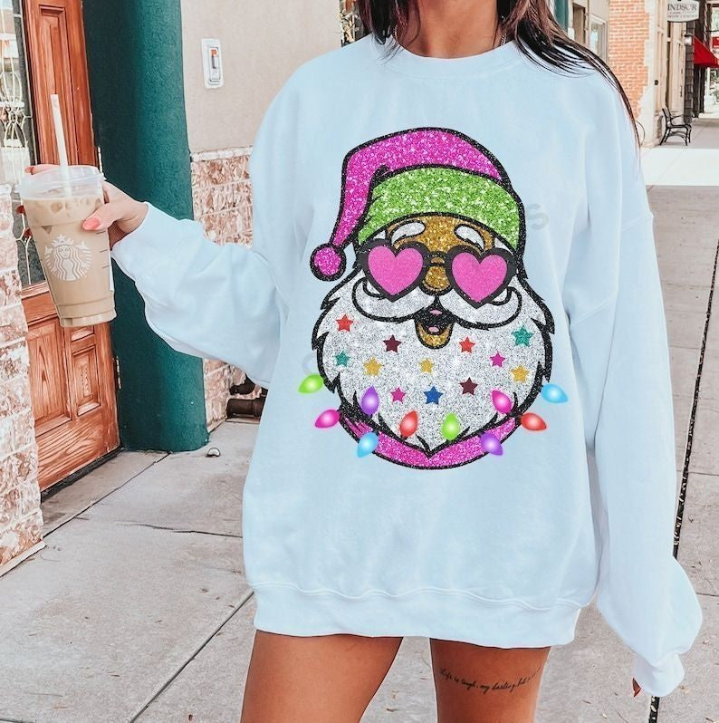 Colorful Santa Sunglasses Sweatshirt