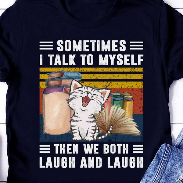 Books And Cats Letter Print T-shirt