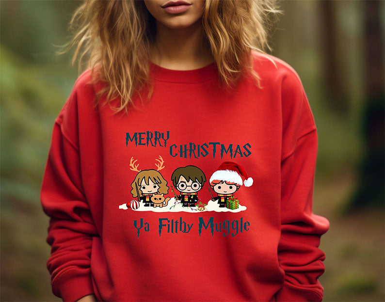 Christmas Ya Filthy Muggle Wizard Book Sweatshirt