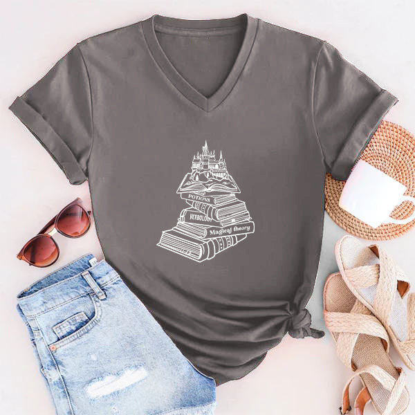 Hogwarts School Magical Book Castle Print T-shirt